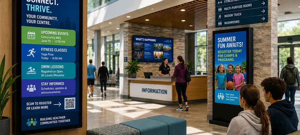 Digital display inside a recreation centre