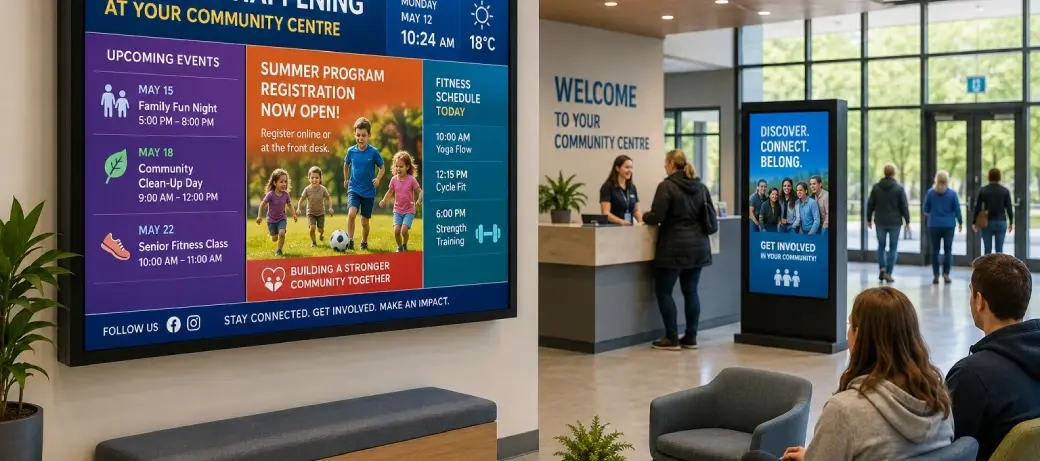 Digital display inside a community centre