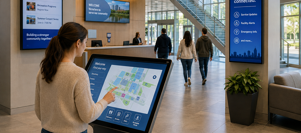 Interactive technology display inside a public facility