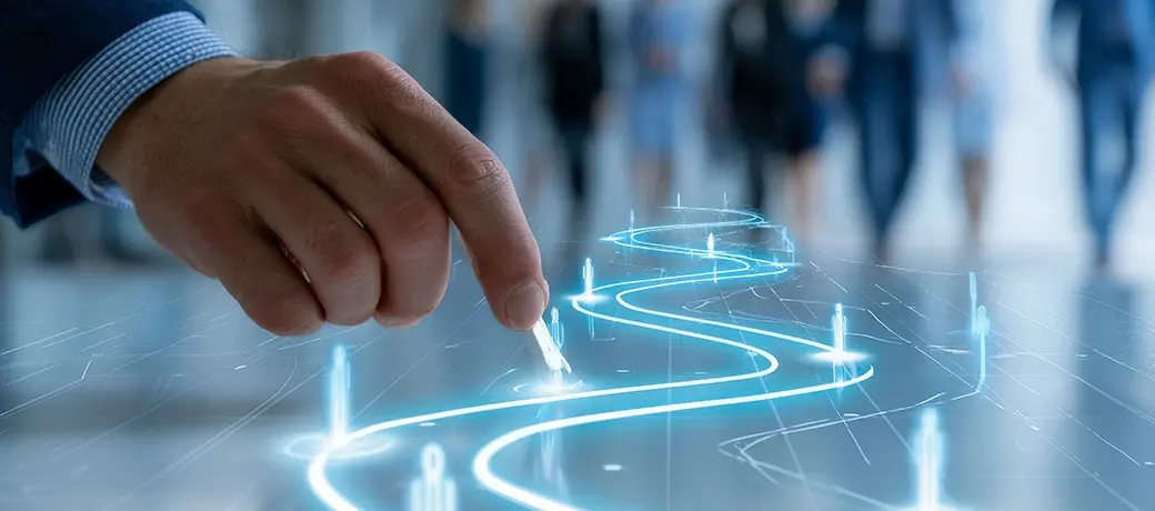 Interactive digital wayfinding kiosk inside a visitor information centre